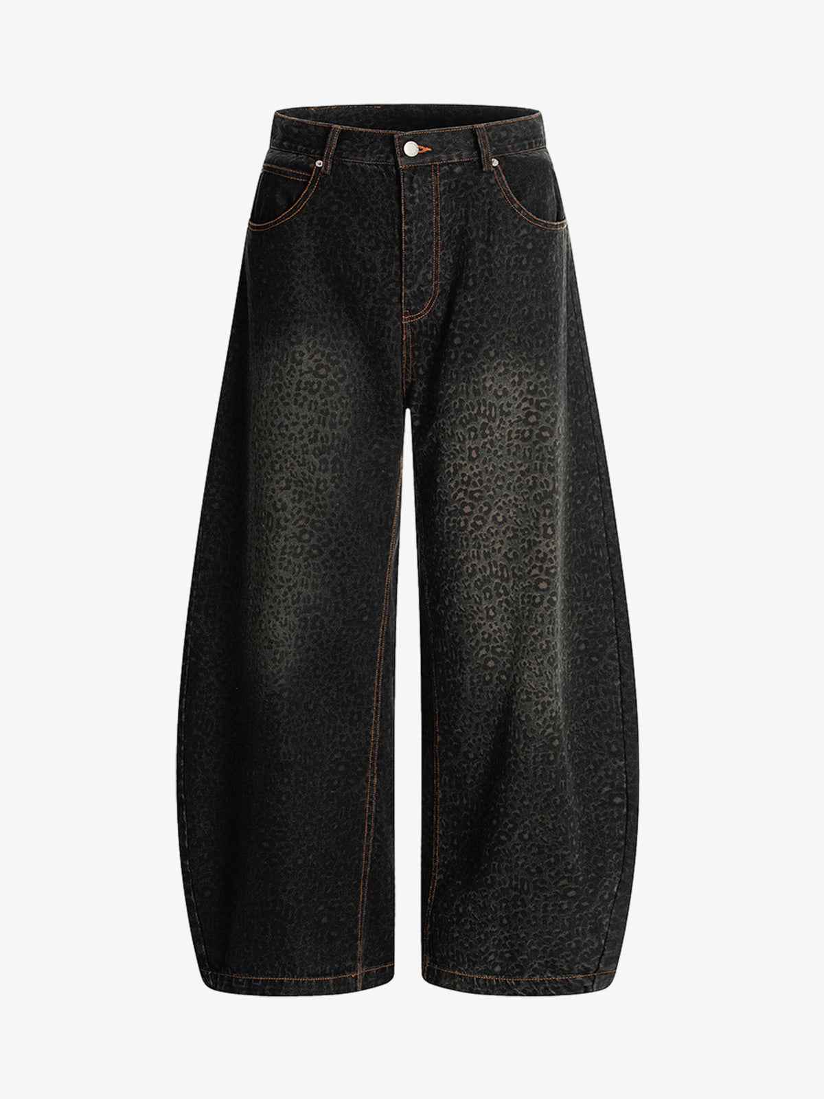 Denim Street Leopard Print Barrel Jeans - 2458