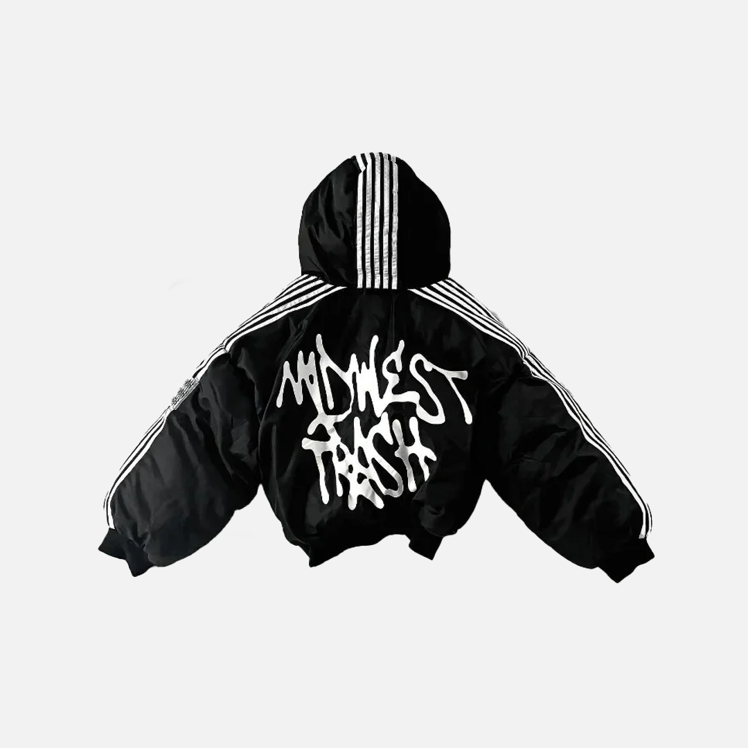 Winter Striped Loose Zipper Padded Jacket - Luxuryurbanwear