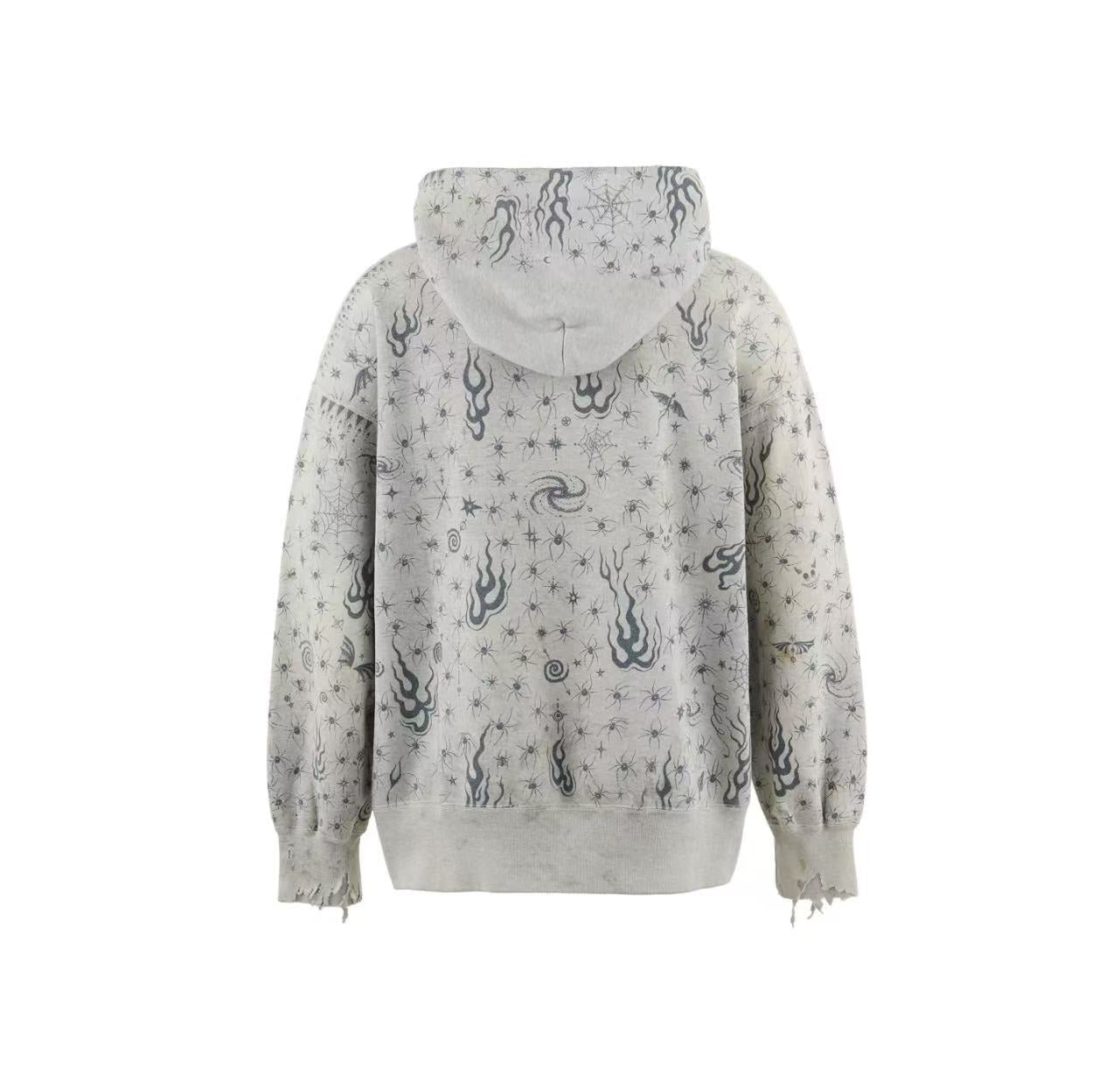 Mystic Burnout Print | Distressed Hoodie - Luxuryurbanwear