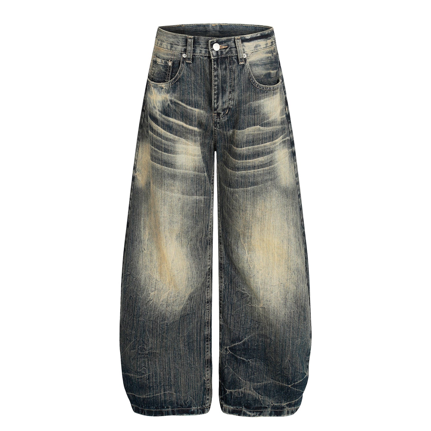 Echo Fade | Distressed Wash Wide-Leg Jeans - Luxuryurbanwear