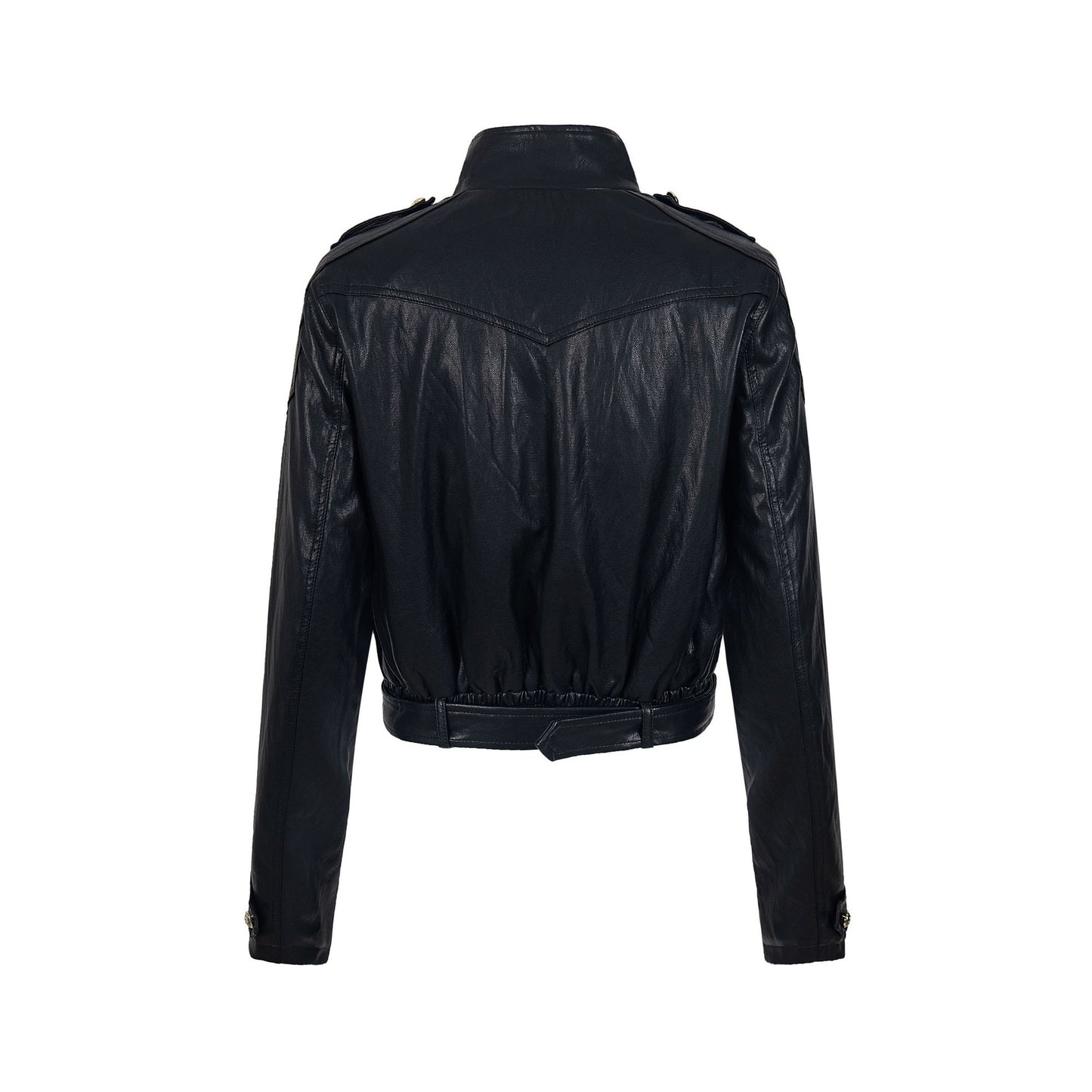 Street Rebel | Belted Faux Leather Moto Jacket - Luxuryurbanwear