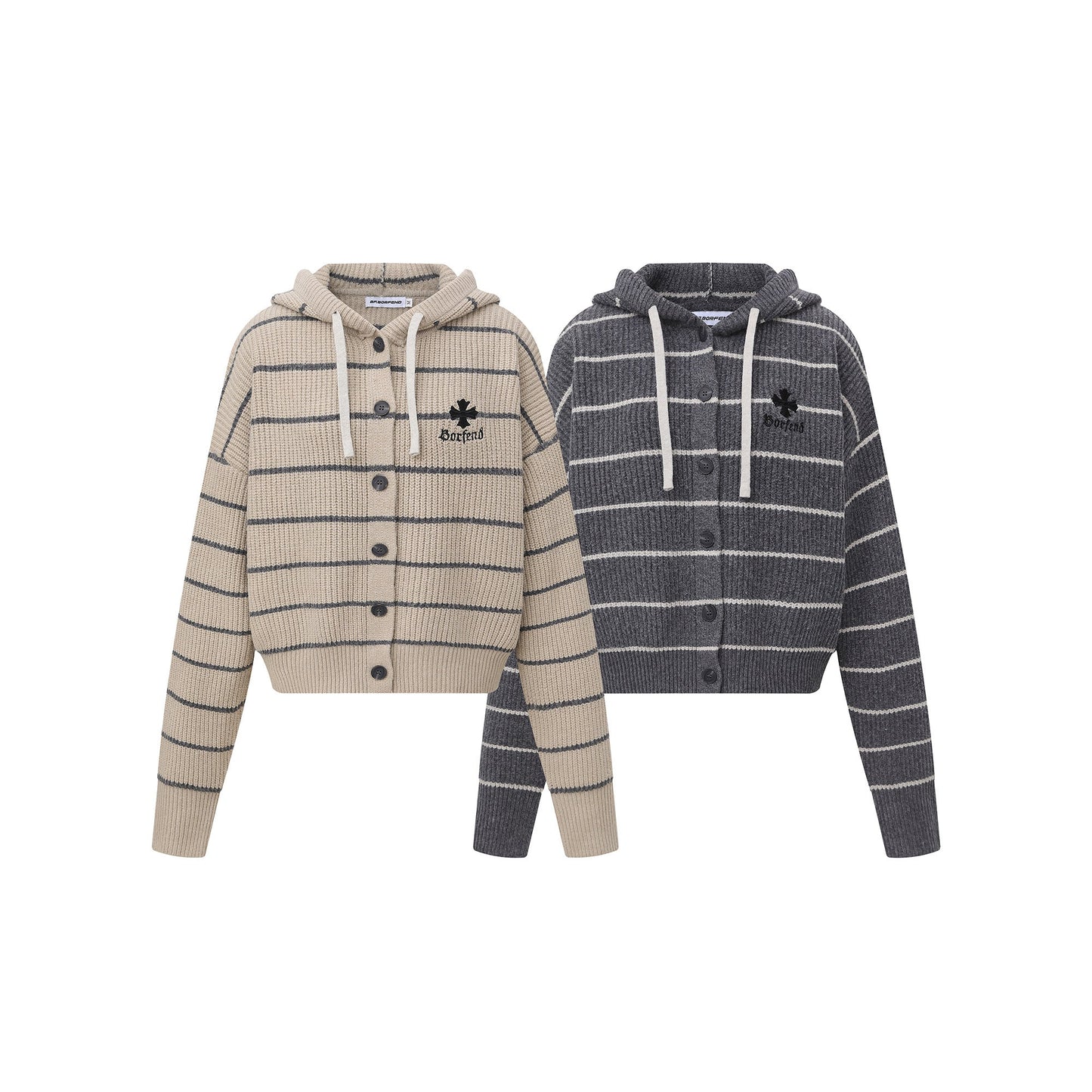 Stripe Hoodie | Button-Up Knit Cardigan - Luxuryurbanwear