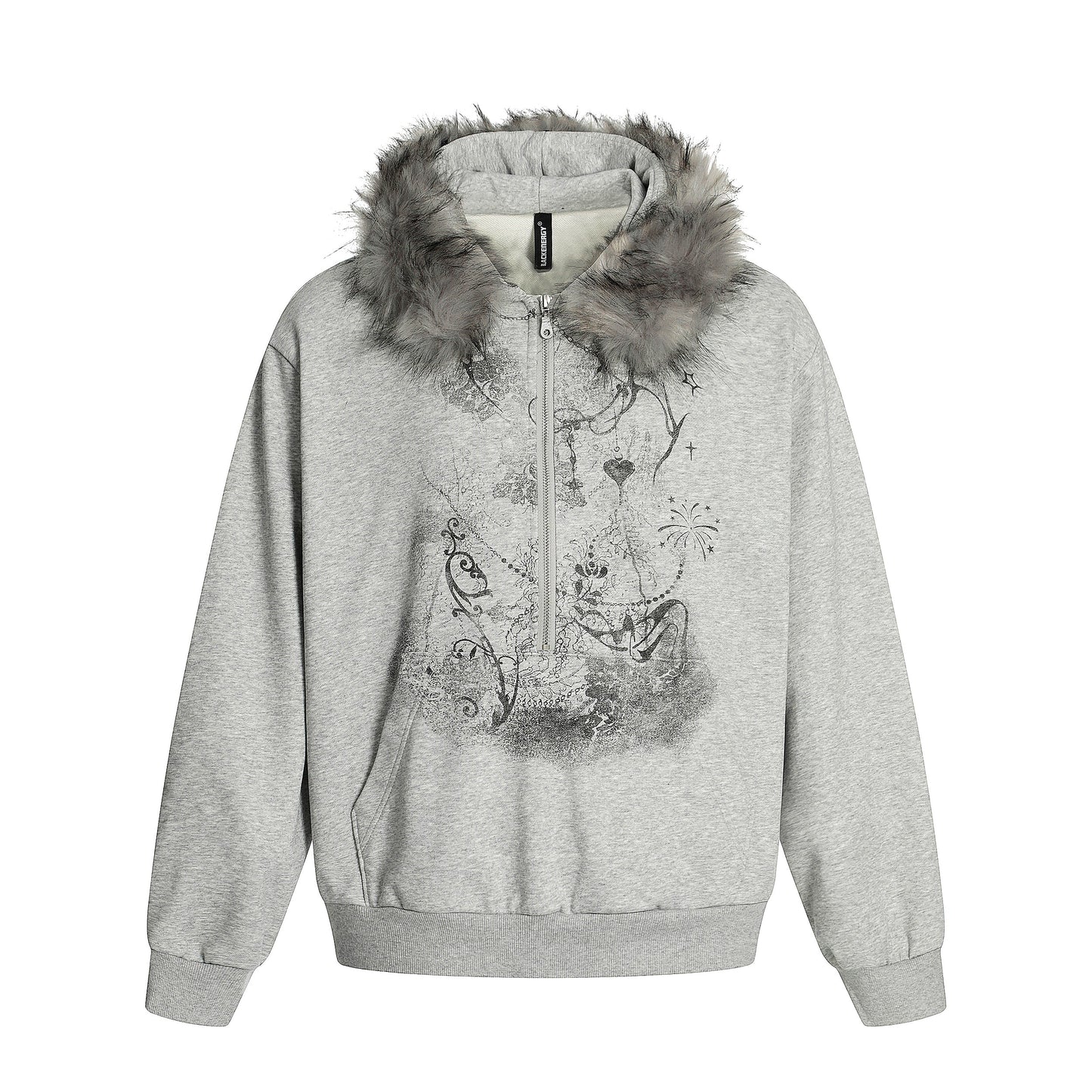 Gothic Fur Collar | Zip Up Hoodie - Luxuryurbanwear