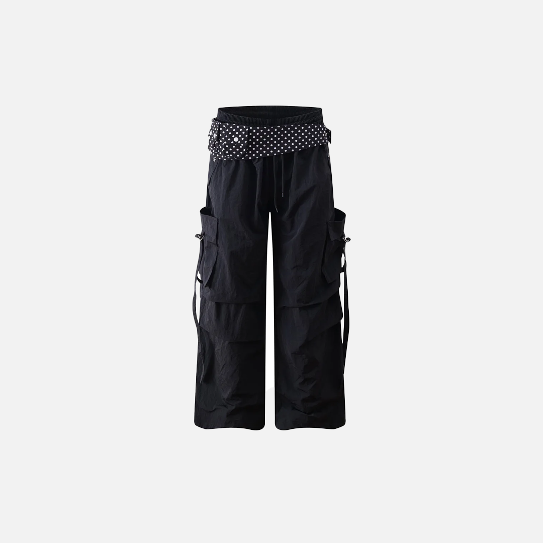 Y2K Hip Hop Spliced Pleated Sports Cargo Pant - Luxuryurbanwear