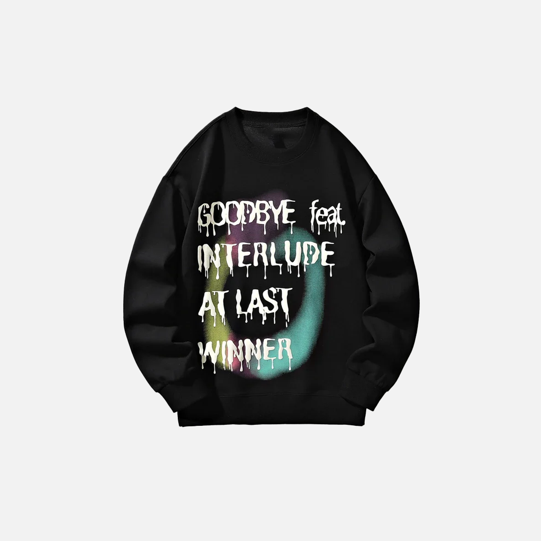 Oversized Hip Hop Letter Print Sweatshirt - Luxuryurbanwear