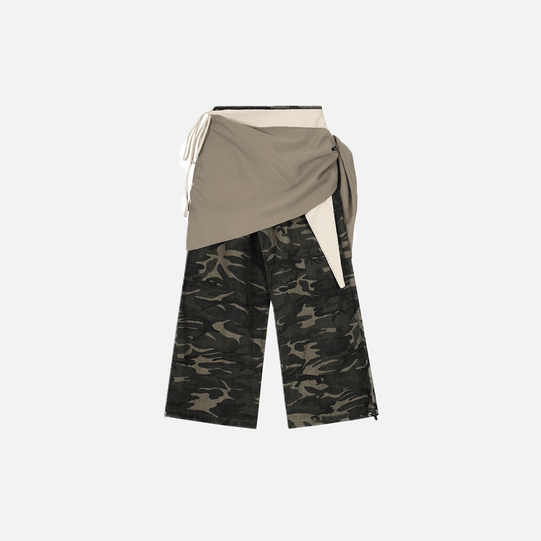 Y2K Cool Camo Vibe Drawstring Wide Leg Jogger - Luxuryurbanwear