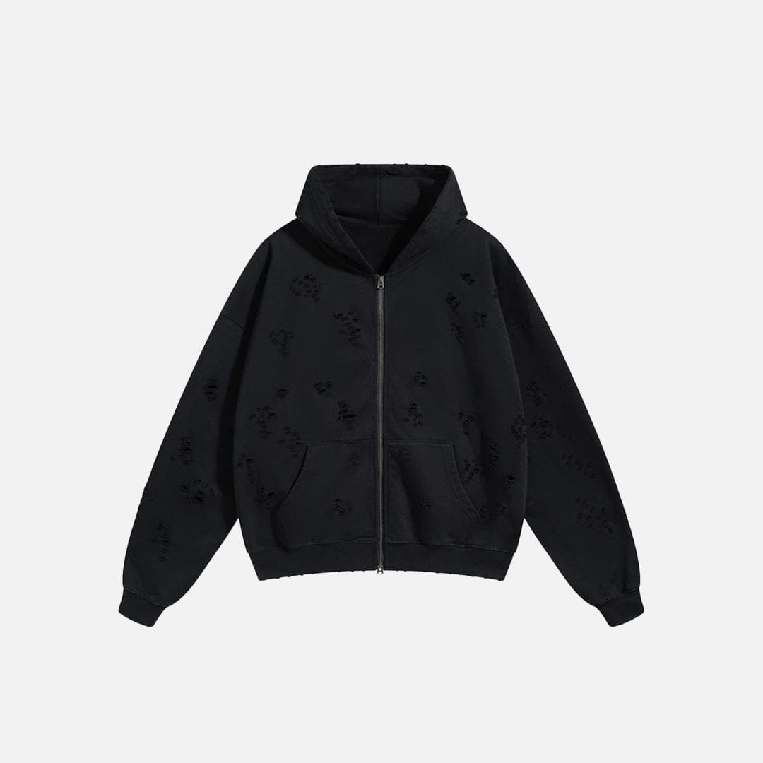 Zip Up Hoodie Torn Tracks