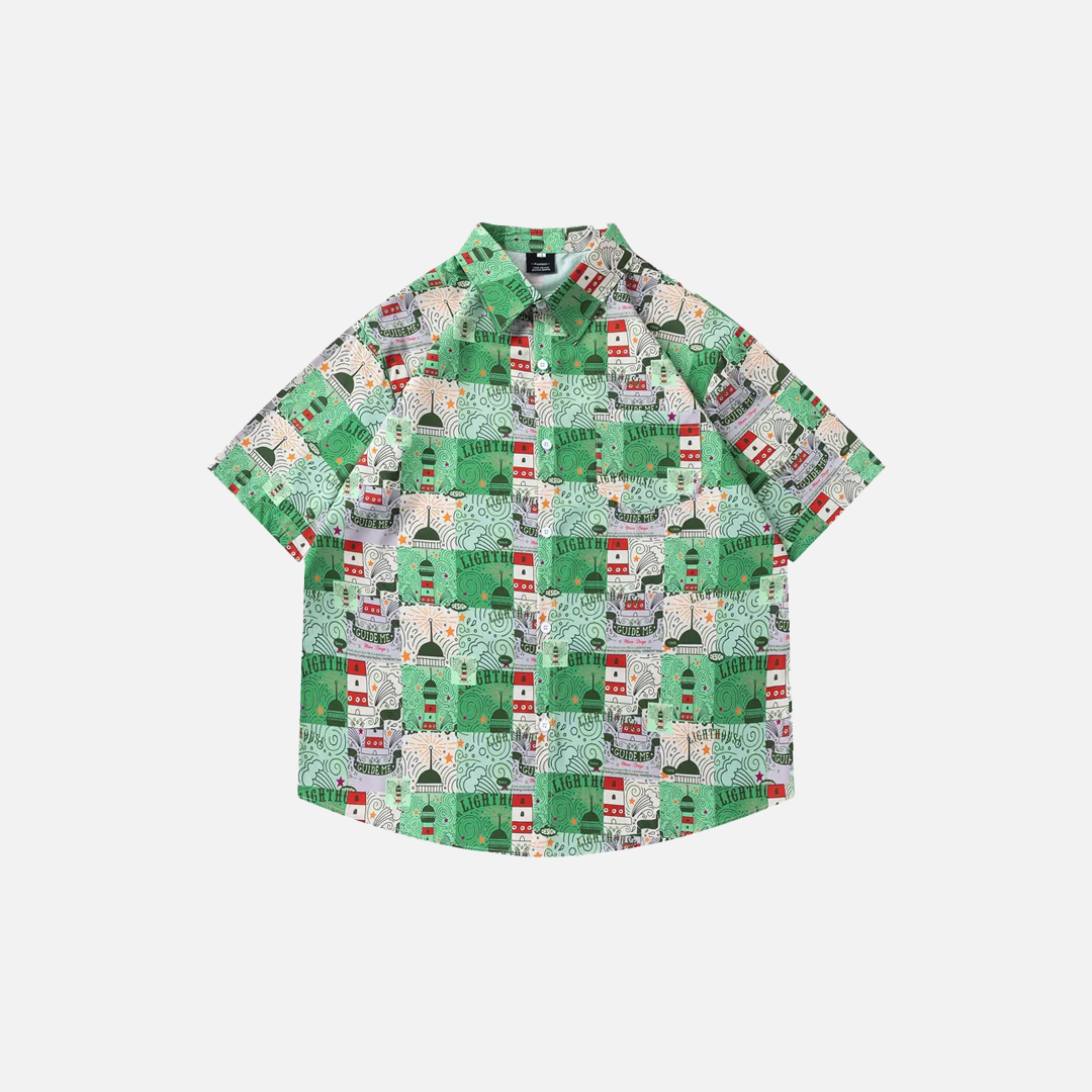 Y2K Trendy Hawaiian Graphic Printed Beach Shirt - Luxuryurbanwear