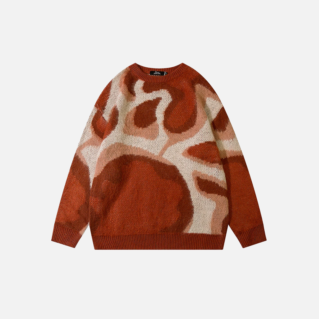 Y2K Durable Retro Abstract Pattern Knitted Sweater - Luxuryurbanwear