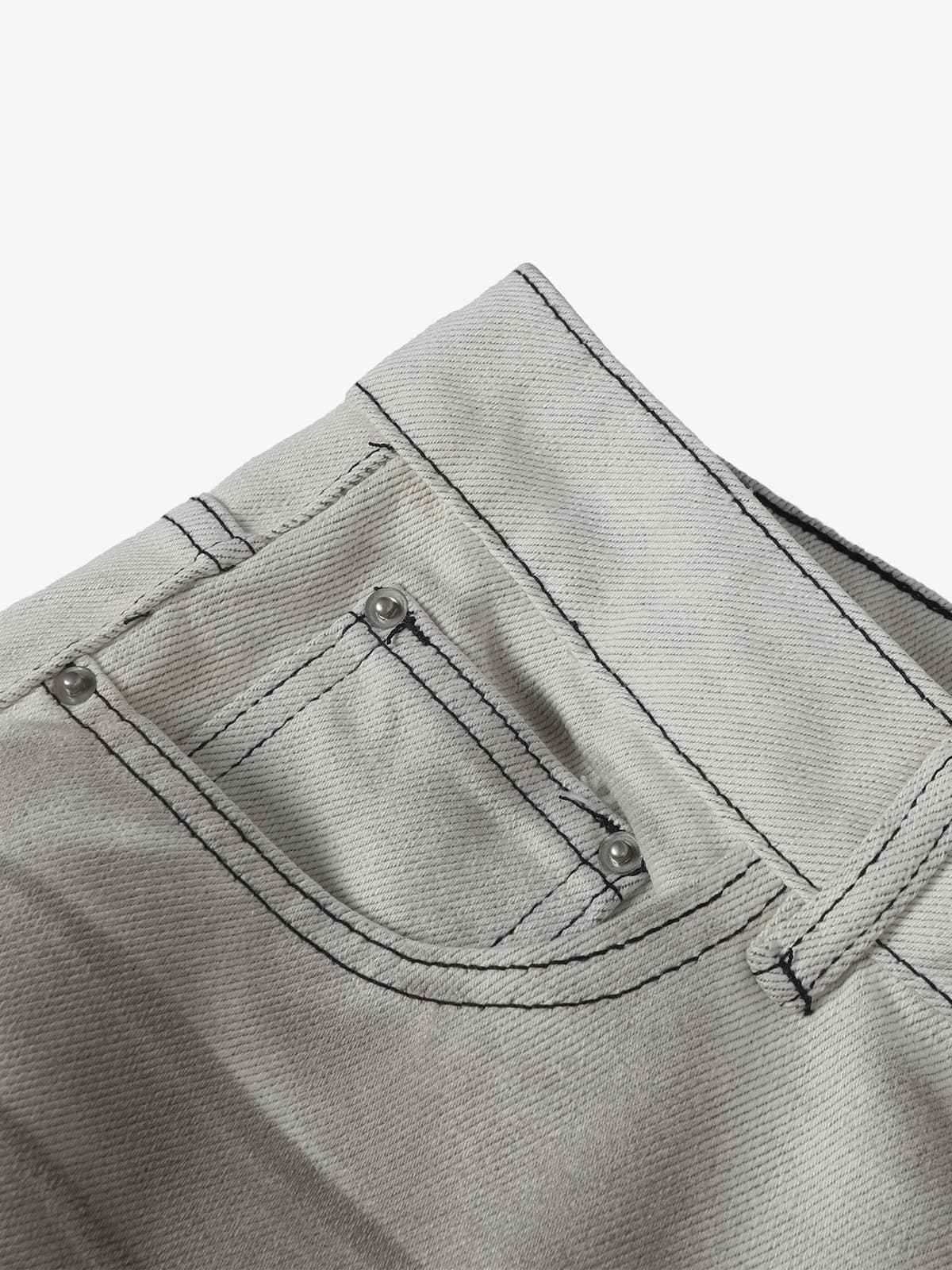 Retro Utility Dirty Wash Whisker Detail Flare Jeans