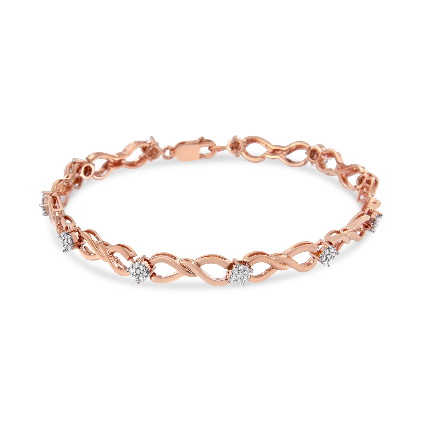 10K Rose Gold Plated .925 Sterling Silver 1/2 Cttw Diamond Infinity Link Tennis Bracelet (H-I Color, I2-I3 Clarity) -7â€
