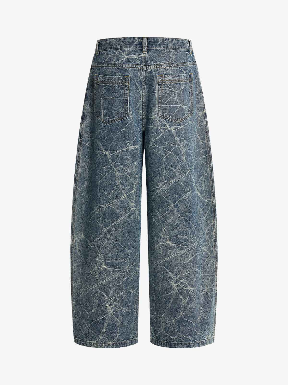 Retro Crackle-Washed Barrel Jeans