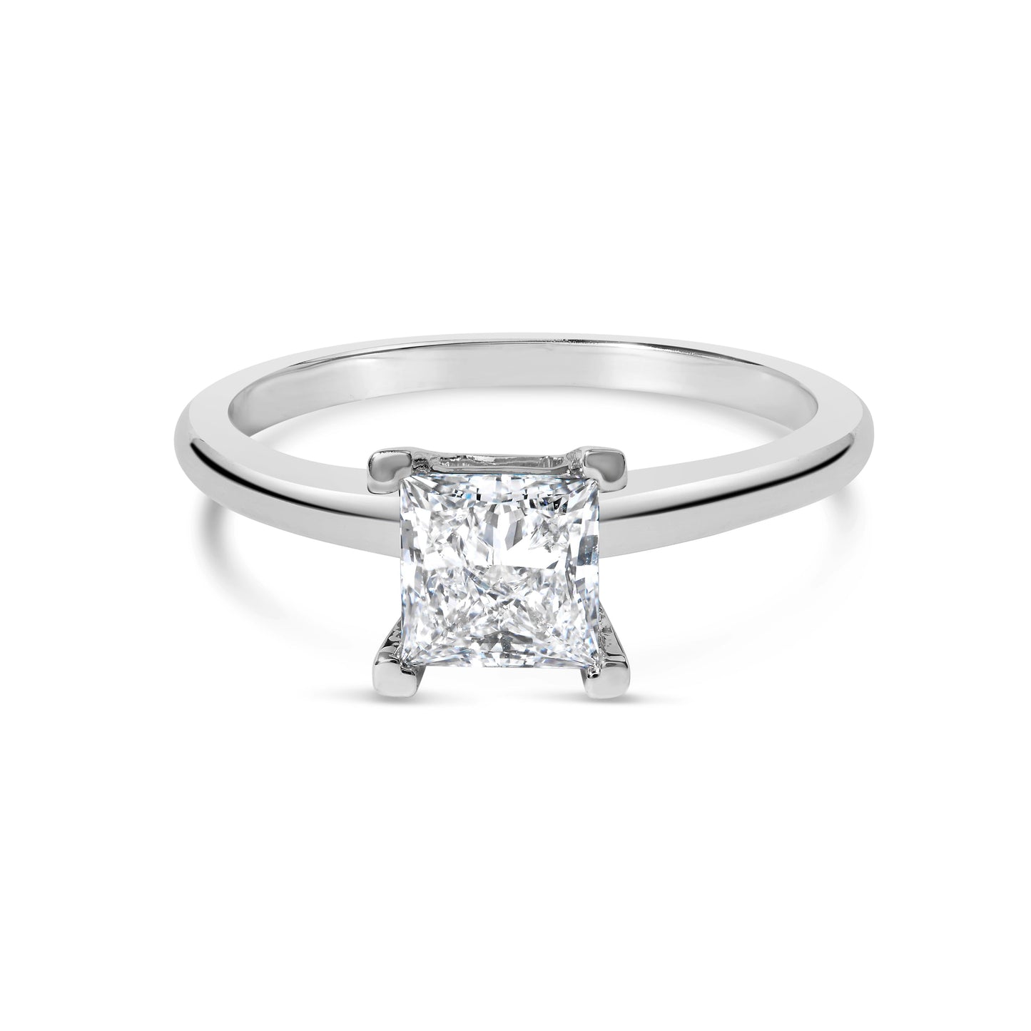 14K White Gold 1.0 Cttw Princess Lab-Grown Diamond Solitaire Engagement Ring (F-G Color, VS1-VS2 Clarity) - Ring Size 7