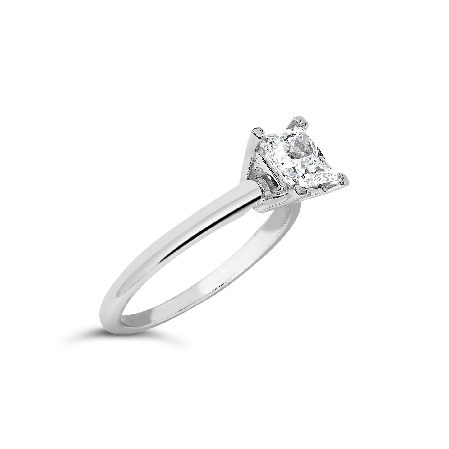 14K White Gold 1.0 Cttw Princess Lab-Grown Diamond Solitaire Engagement Ring (F-G Color, VS1-VS2 Clarity) - Ring Size 7