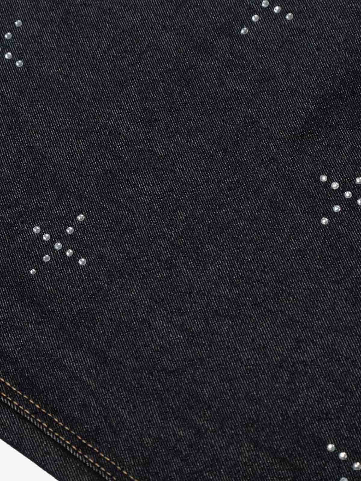Studded Cross Pattern Wide Leg Denim Jeans - Luxuryurbanwear