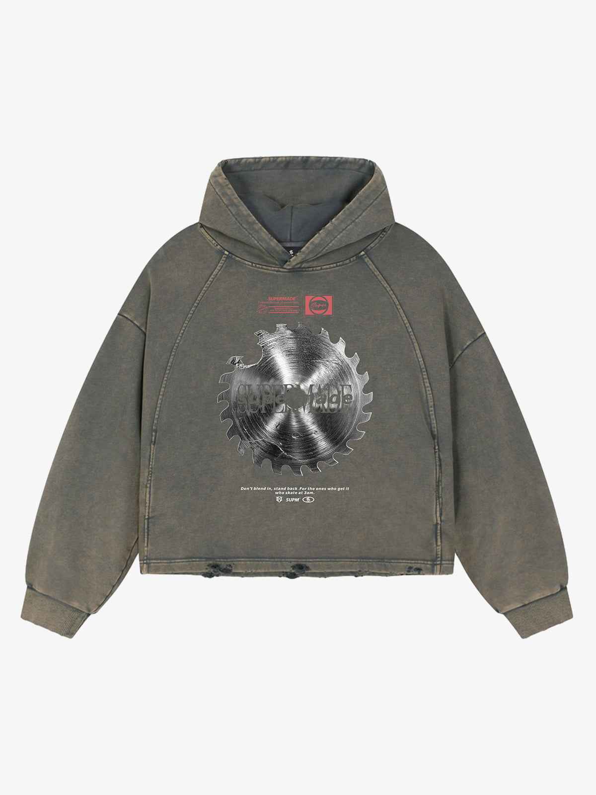 Industrial Saw Blade Graphic Cropped Hoodie