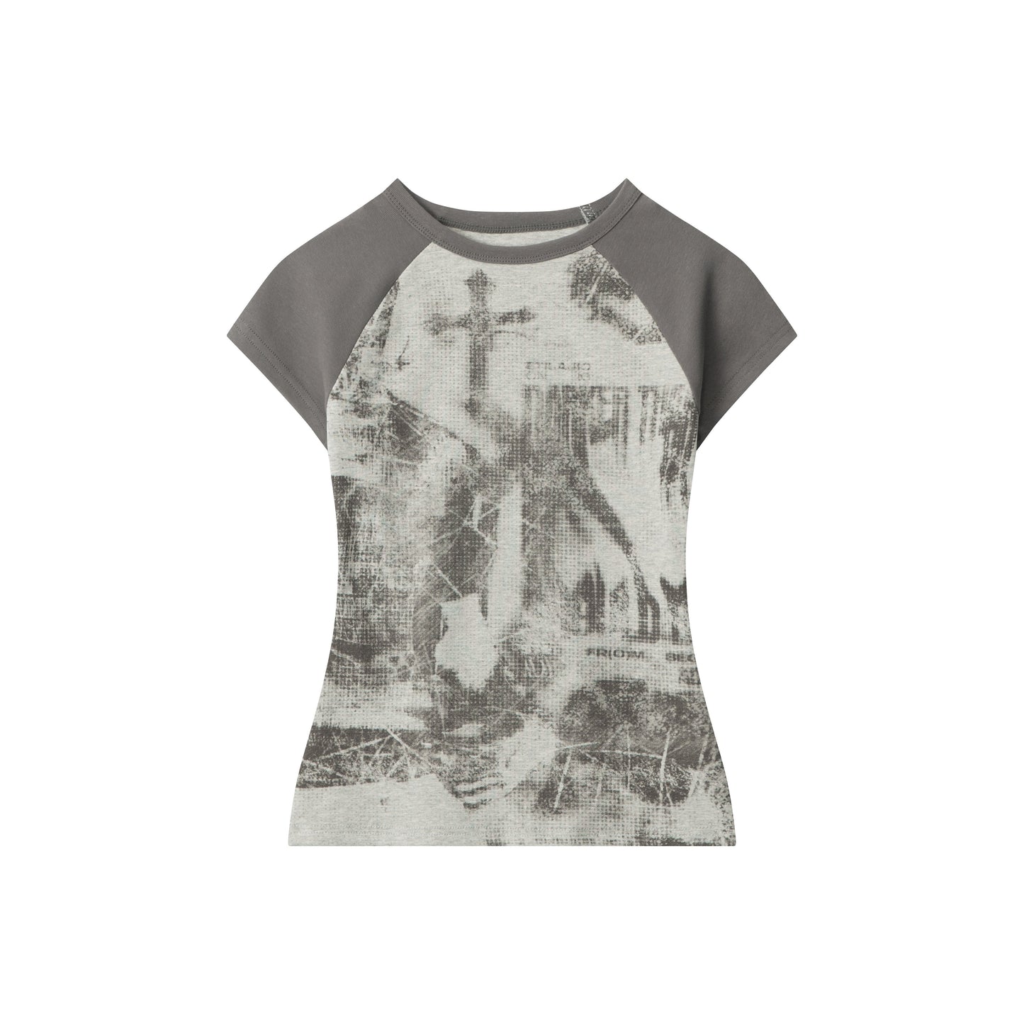 Grunge Cross | Fitted Graphic Raglan Tee - Luxuryurbanwear