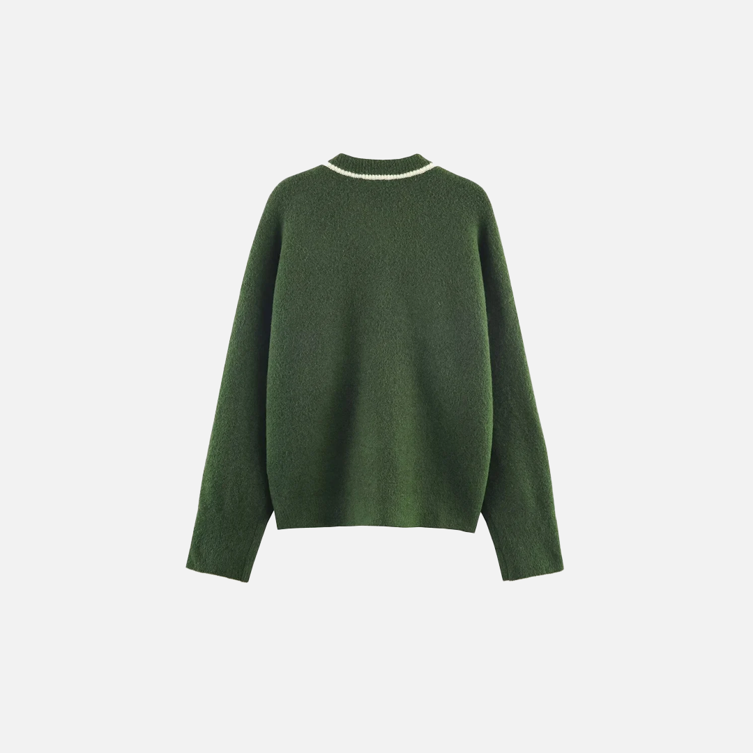 Stylish Contrasting Color Trim Knit Cardigan - Luxuryurbanwear