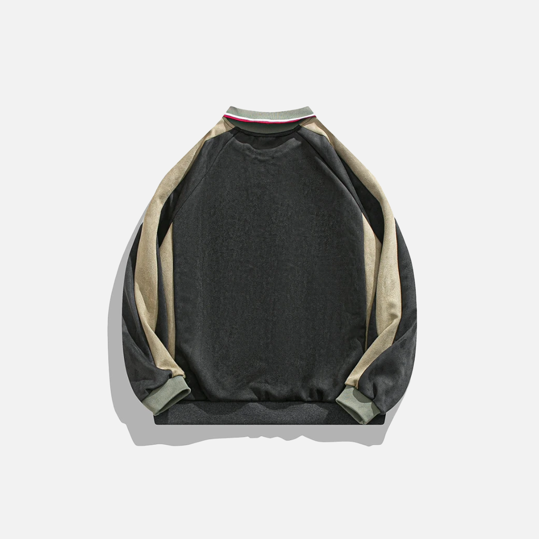 Vintage American College Style Suede Sweatshirt - Luxuryurbanwear