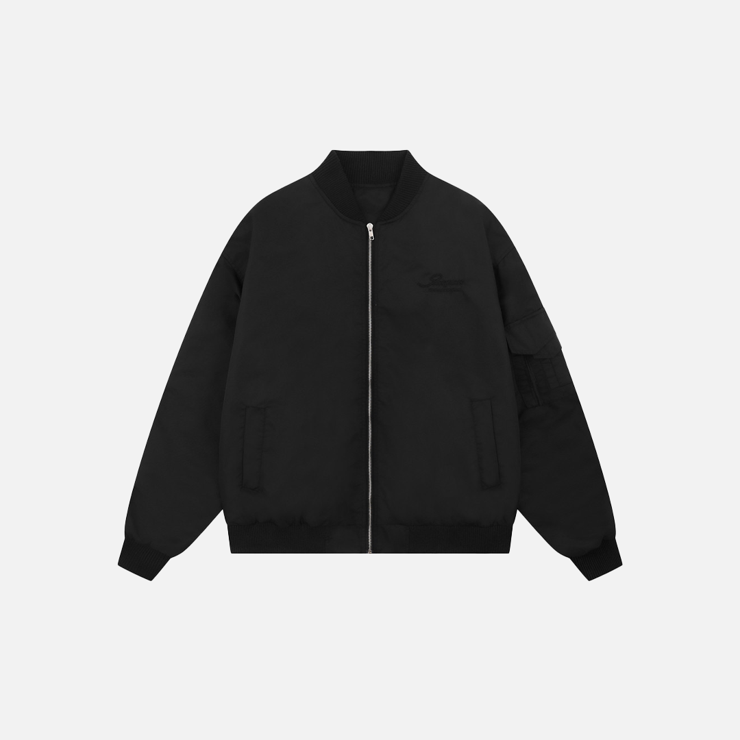 Plush Loose Fit Embroidered Letter Baseball Jacket - Luxuryurbanwear