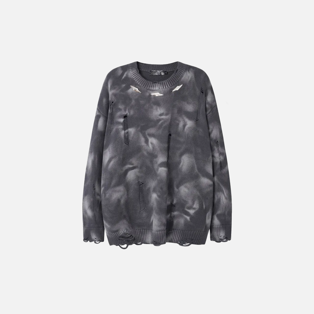 Y2K Signature Grunge Oversized Ripped Knitted Sweater - Luxuryurbanwear