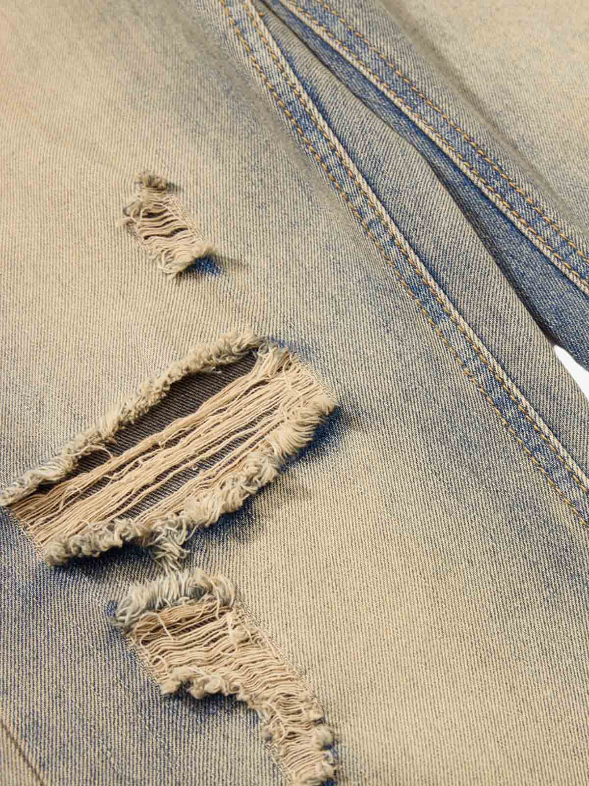 Vintage Distressed Ripped Wide Leg Jeans - Luxuryurbanwear