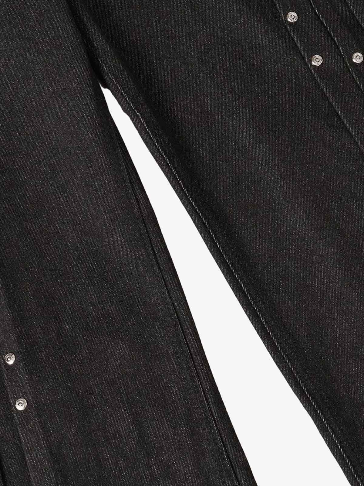 Studded Pleat Wide Leg Denim Jeans - Luxuryurbanwear