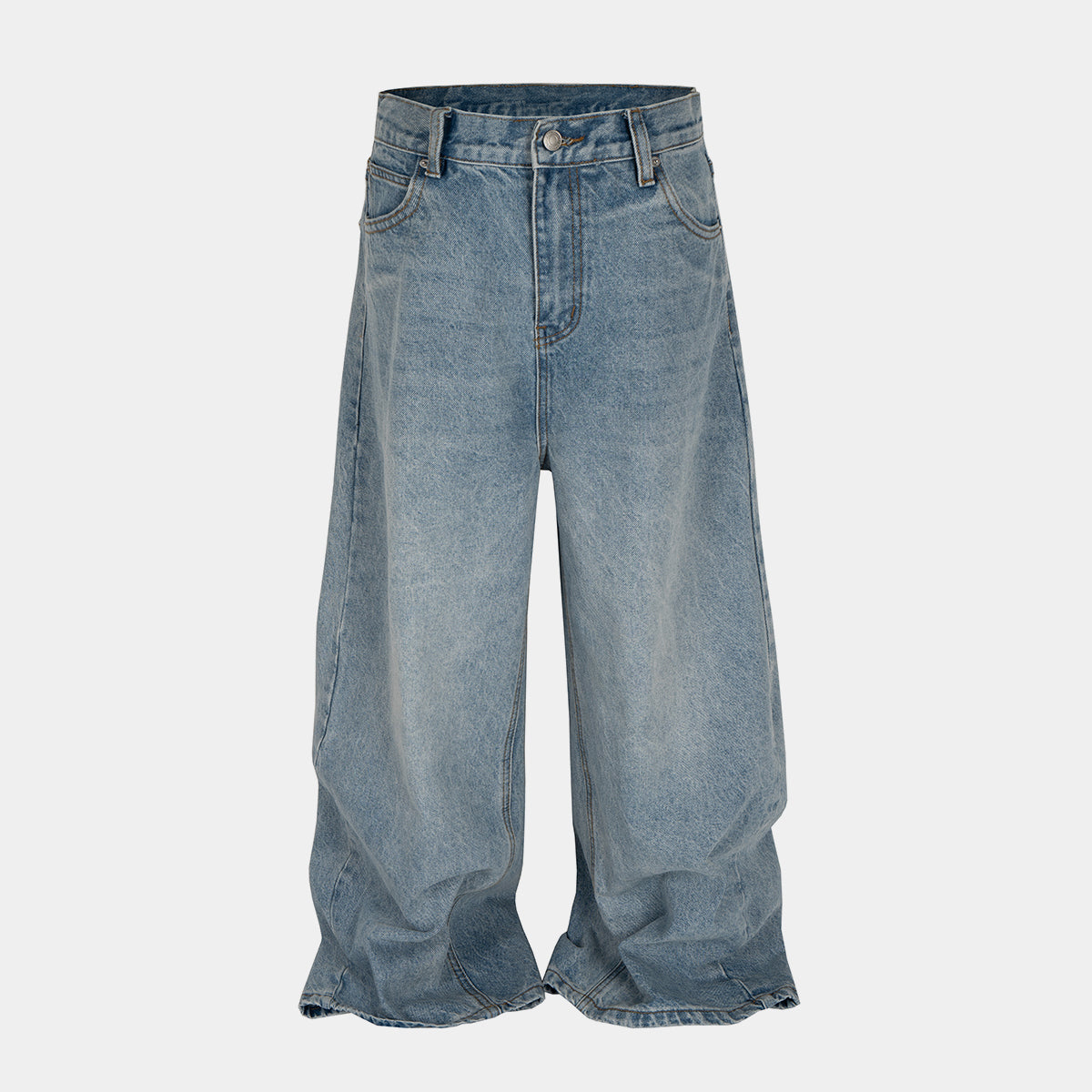 Stacked Washed Blue | Wide Jeans - Luxuryurbanwear