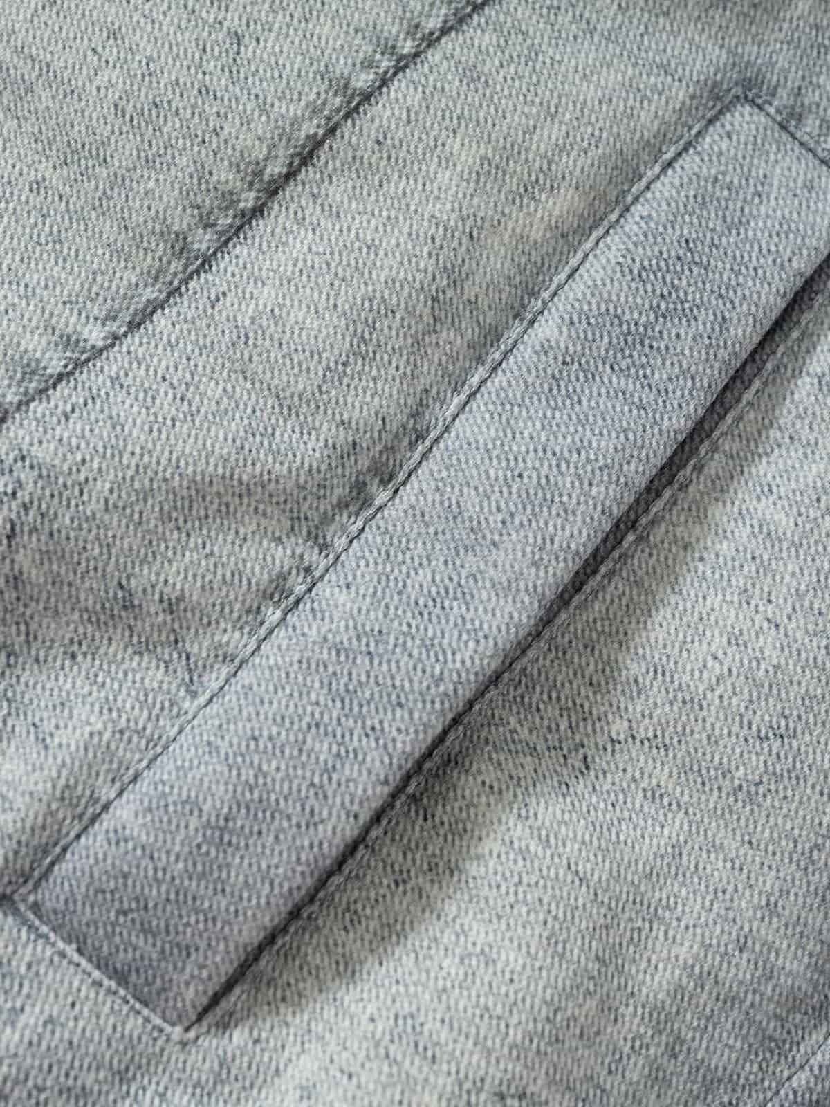 Street Illusion Denim Print Stand Collar Padded Cotton Jacket