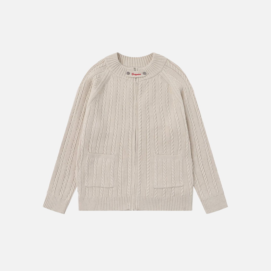 Y2K Trendy Cozy Zip-Up Long Sleeve Sweater - Luxuryurbanwear