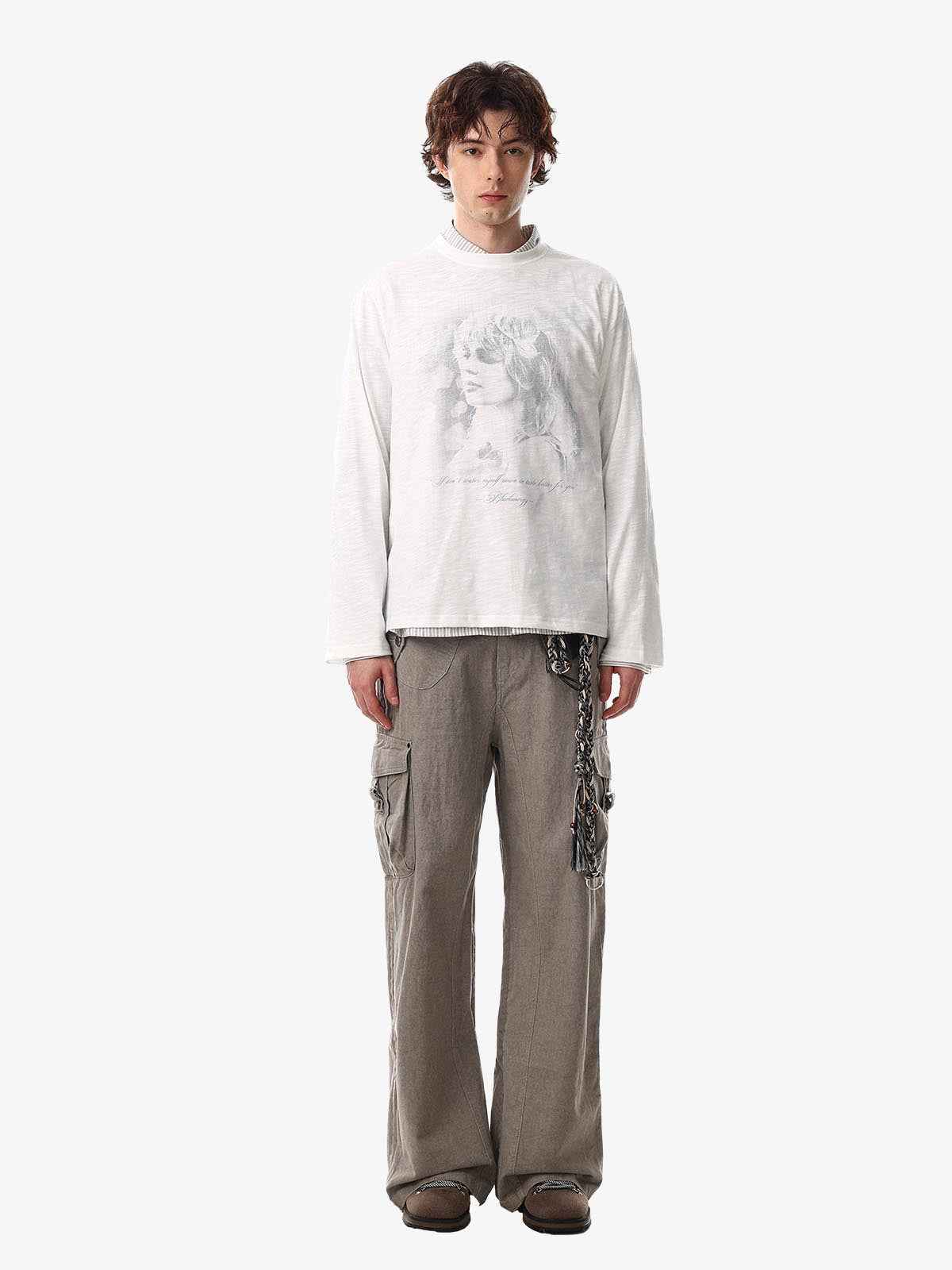 Vintage Portrait Graphic Long Sleeve T-Shirt