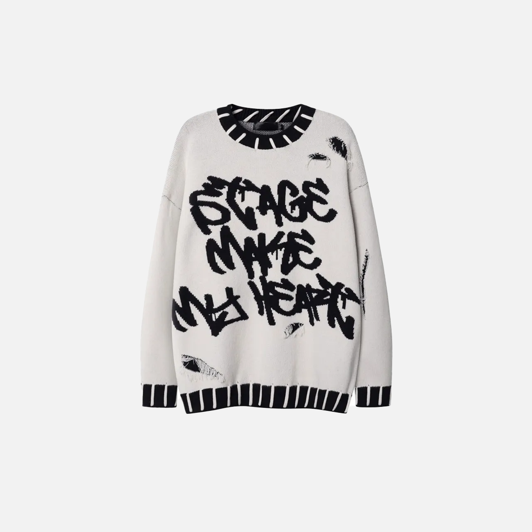 Distressed Vintage Tassel Jumper Knit Sweater - Luxuryurbanwear