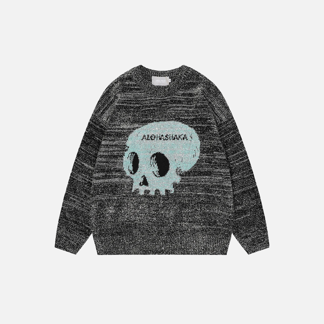 Y2K Skulls Graphic Oversized Jumper Sweater - Luxuryurbanwear