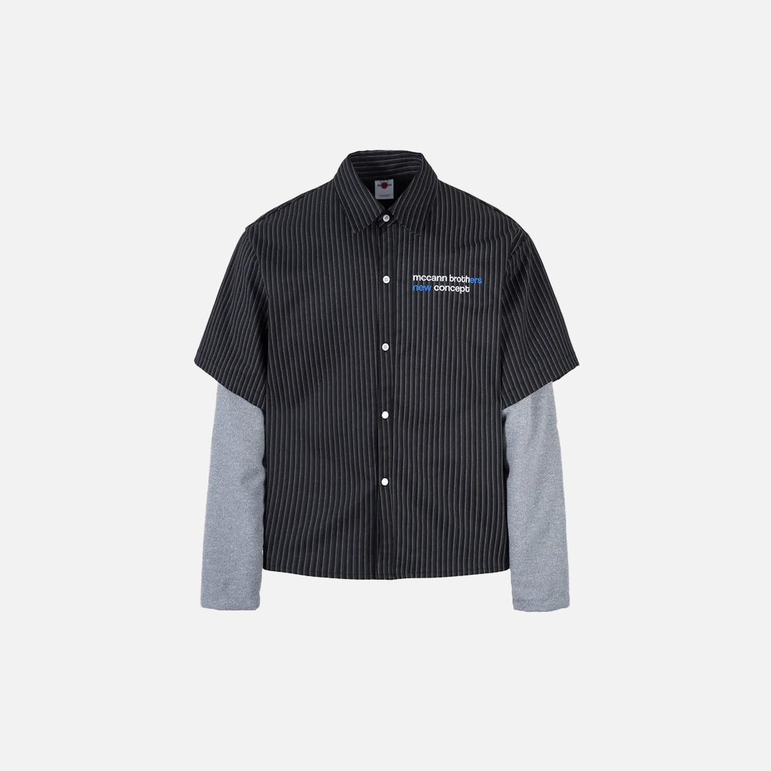 Men Classic Striped Embroidered Long Sleeve Shirt - Luxuryurbanwear