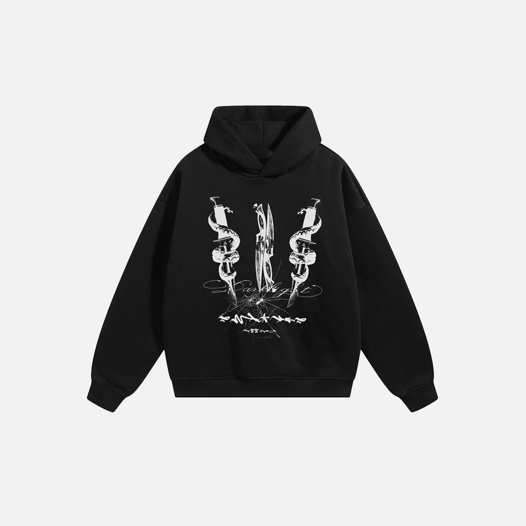 Streetwear Black Hip Hop Aesthetic Graphic Hoodie - Luxuryurbanwear