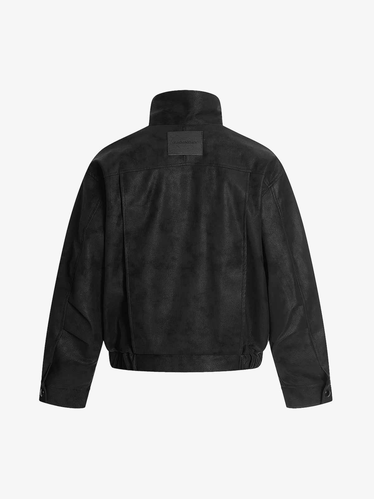Vintage Faux Fur Collar Patchwork PU Leather Zip Up Jacket