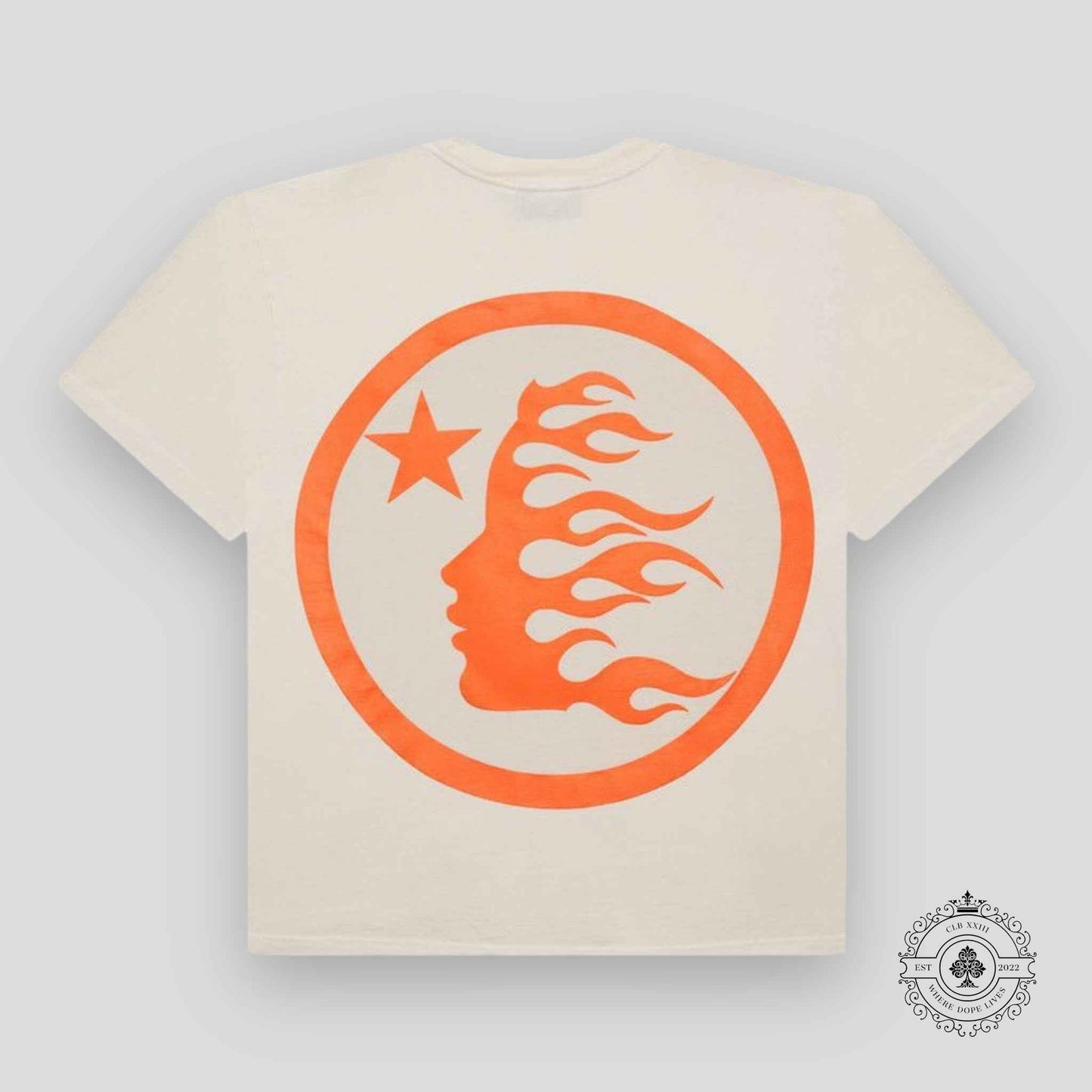 Hellstar Sport Logo Gel T-shirt in Cream / Orange