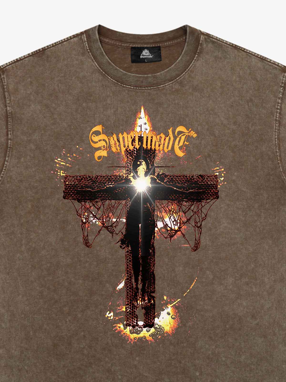Washed Gothic Cross Graphic T-Shirt