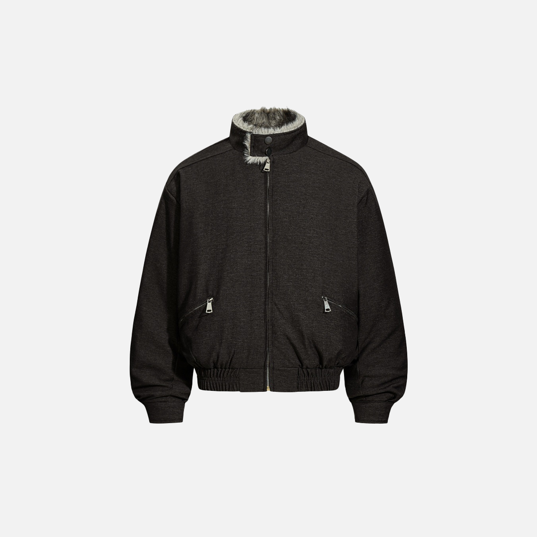 Trendy Lined Thickened Collar Faux Furr Padded Jacket - Luxuryurbanwear