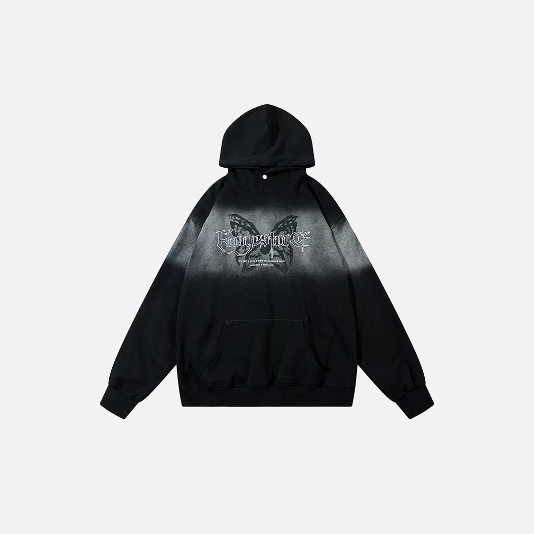 Effortless Streetwear Star Graphic Black Washed Hoodie - Luxuryurbanwear