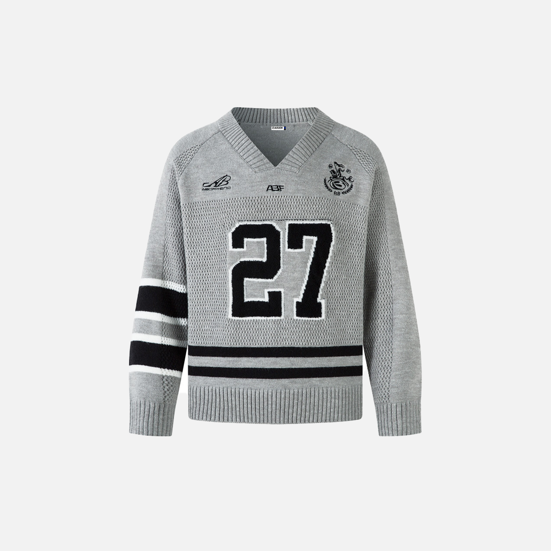Y2K Cozy Versatile V-Neck Knit Sport Sweater - Luxuryurbanwear
