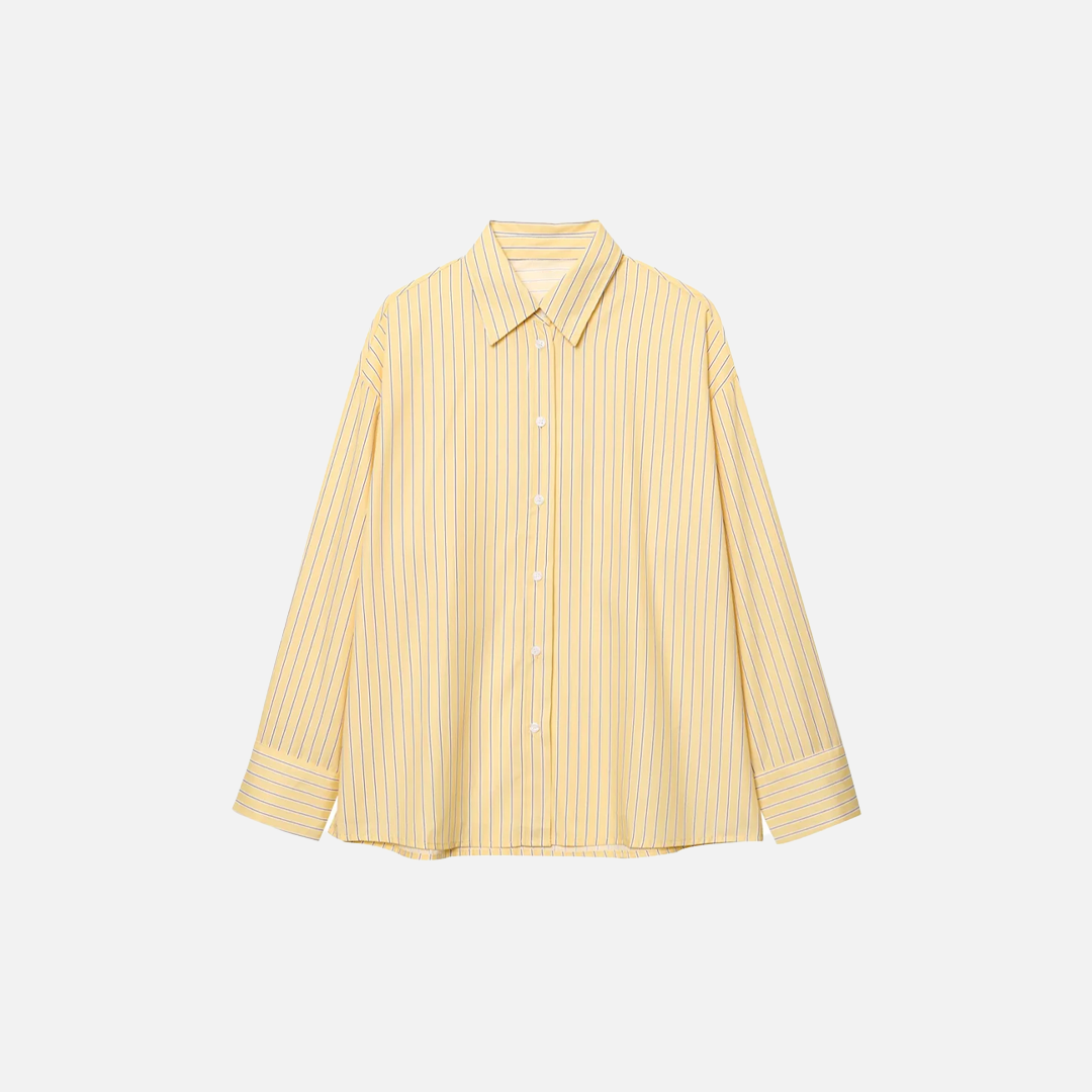 Flattering Striped Single Breasted Long Sleeve Shirt - Luxuryurbanwear