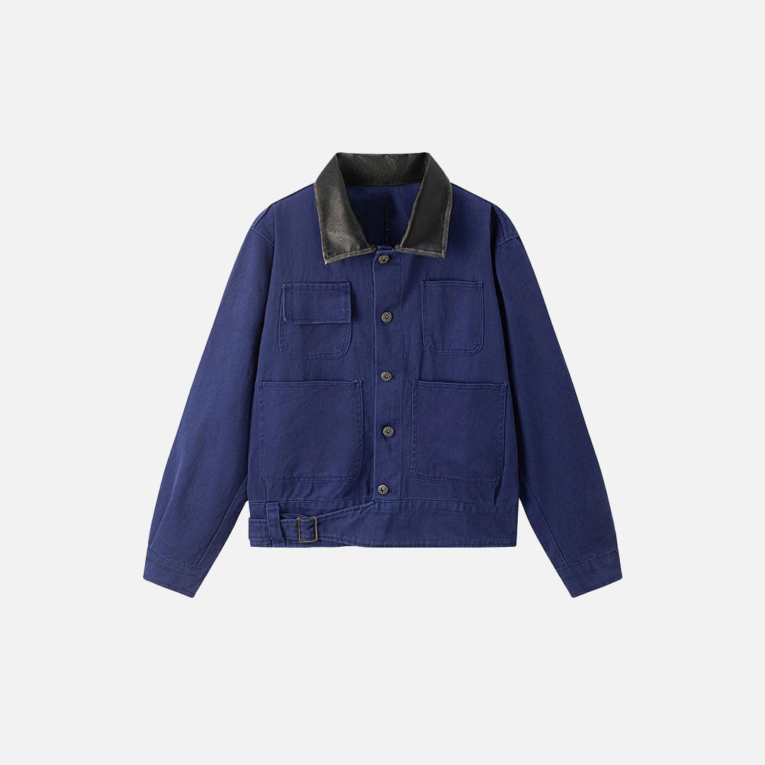 Retro Turn-Down Leather Collar Multi Pocket Jacket - Luxuryurbanwear