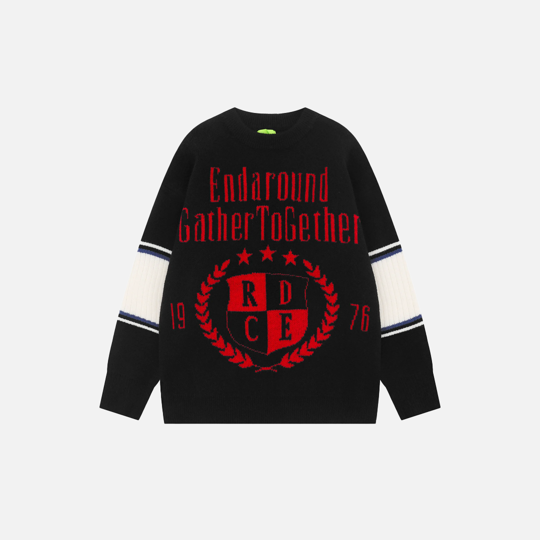 Y2K Effortless Retro Patchwork Knit Classic Sweater - Luxuryurbanwear