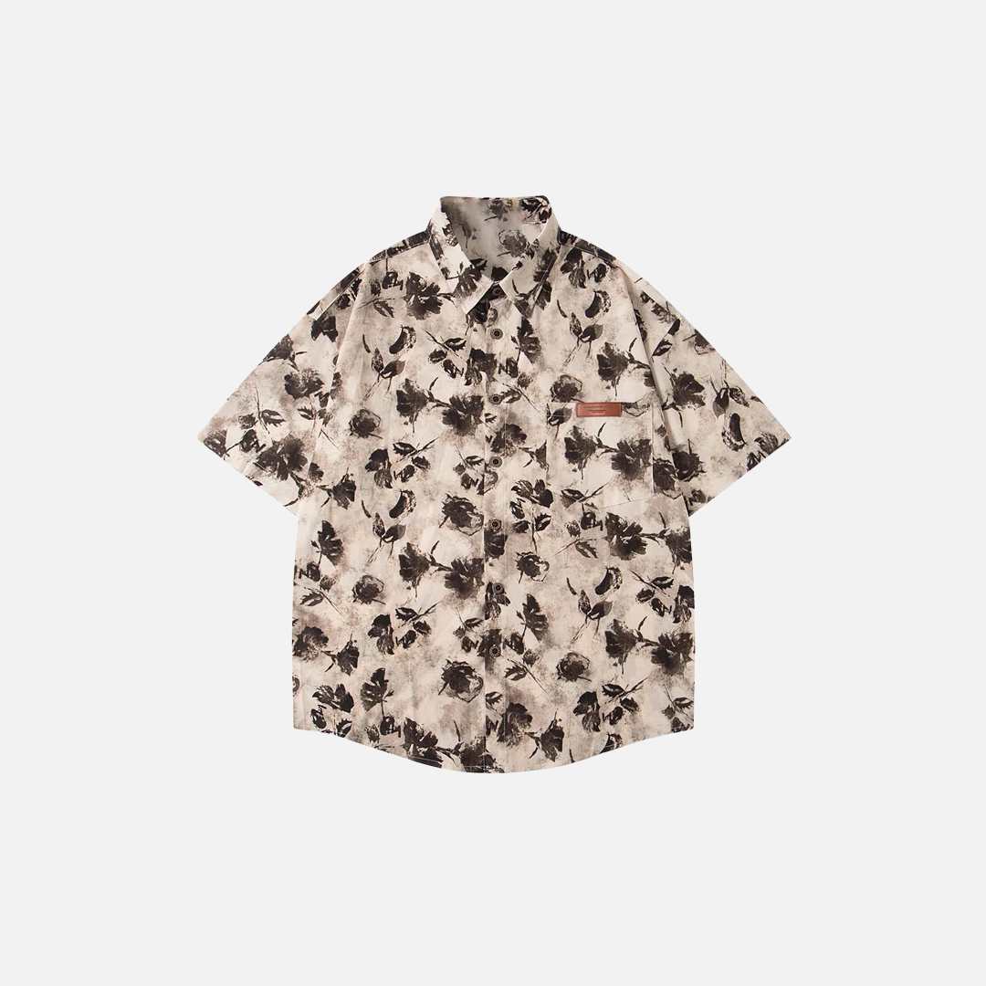 Lightweight Y2K Floral Print Short Sleeve Beach Shirt - Luxuryurbanwear