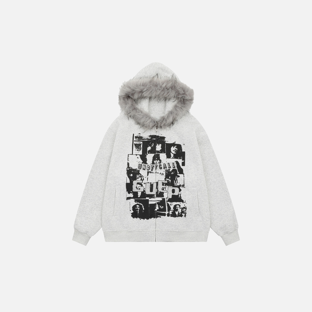 Streetwear Y2K Oversized Faux Fur Hooded Sweatshirt - Luxuryurbanwear