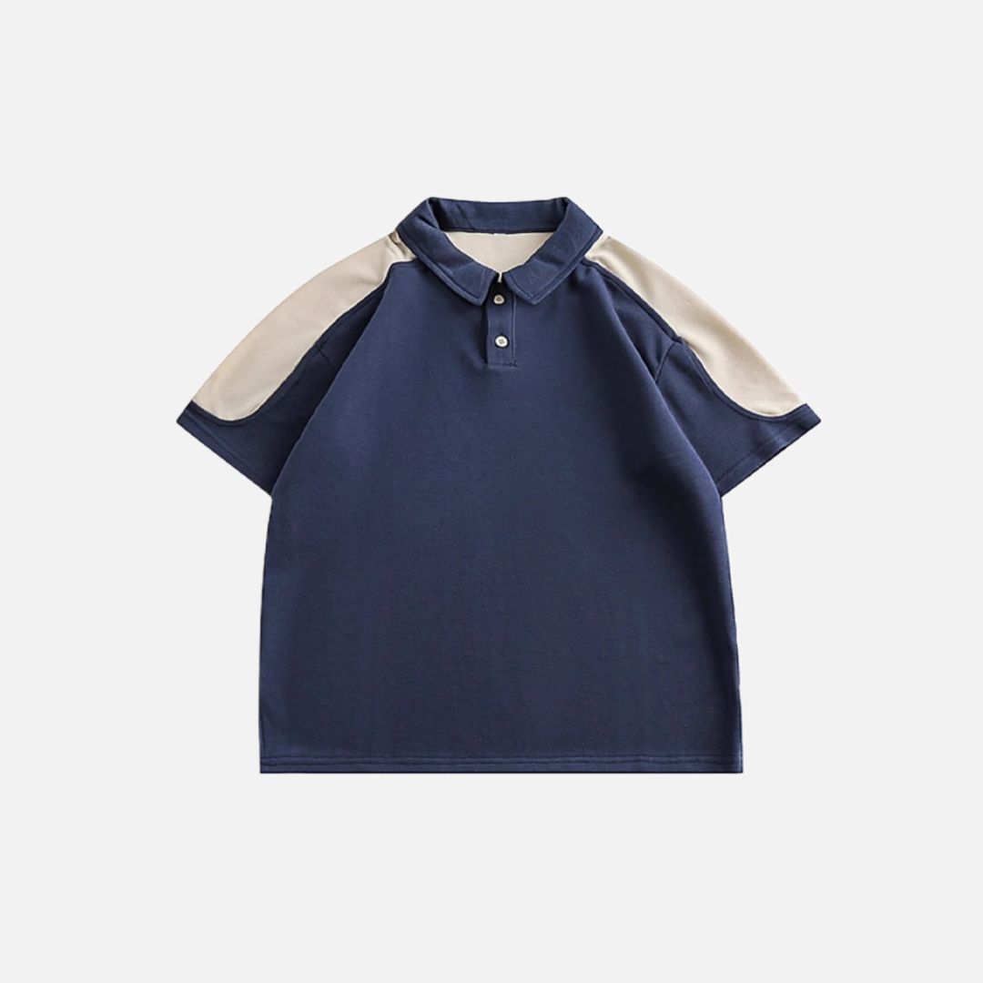 American Style Retro Color Block Polo Casual T-Shirt - Luxuryurbanwear