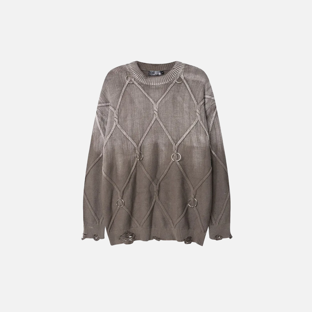 Retro Grunge Tie Dye Knit Sweater - Luxuryurbanwear