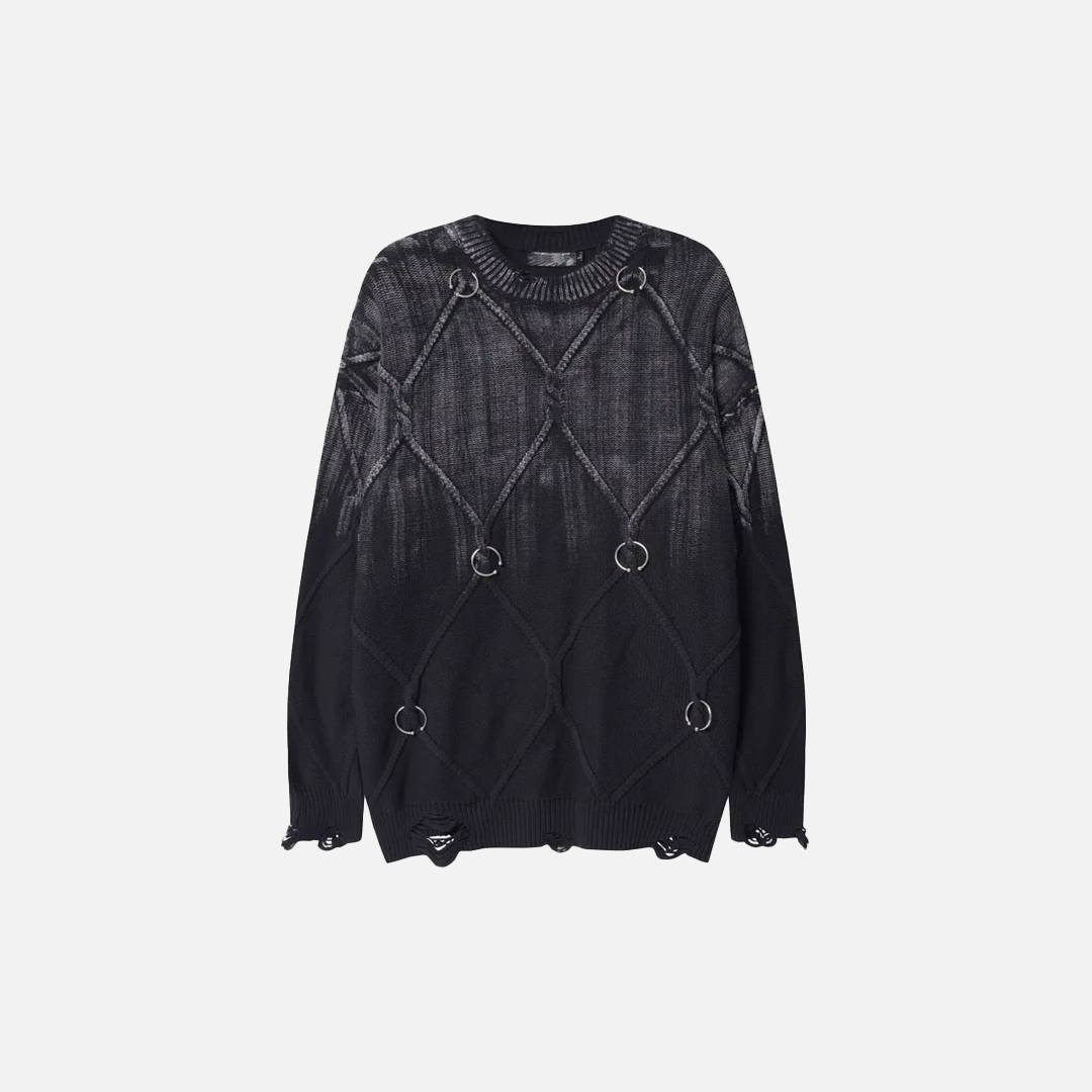 Retro Grunge Tie Dye Knit Sweater - Luxuryurbanwear
