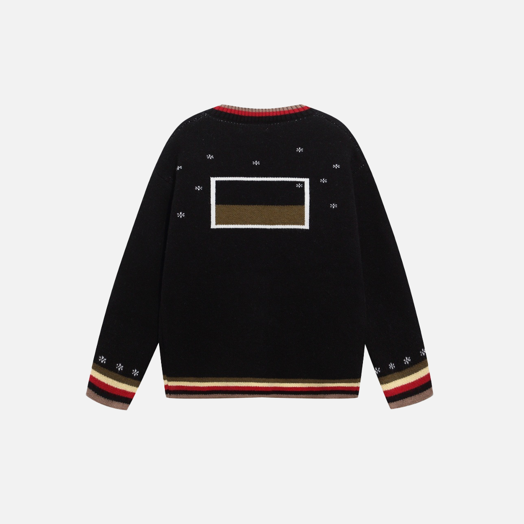 Embroidered Funny Cartoon Round Neck Cardigan - Luxuryurbanwear